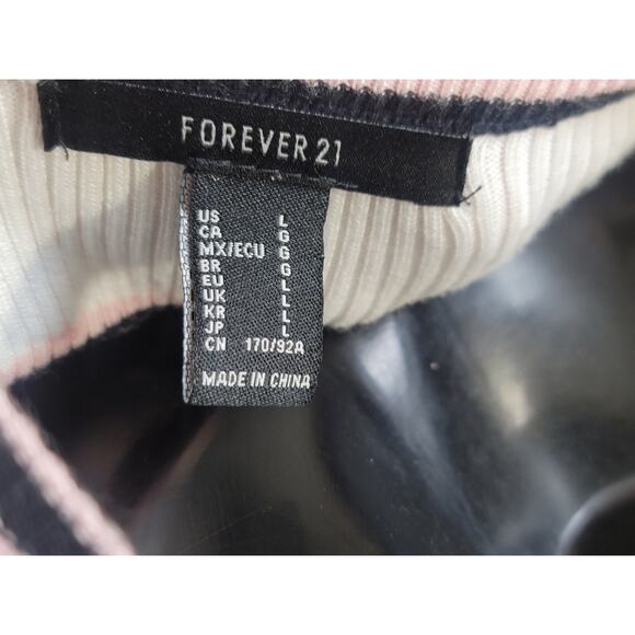 Forever 21 Sweater Dress Women's Large Multicolor Striped Long Sleeve Knit - Picture 8 of 11